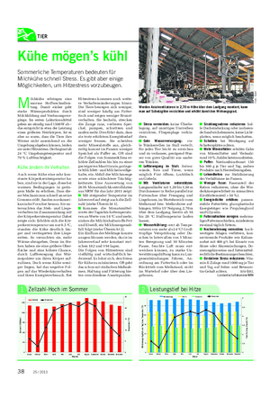 TIER Landwirtschaftliches Wochenblatt M ilchkühe erbringen eine enorme Stoffwechselleis- tung.