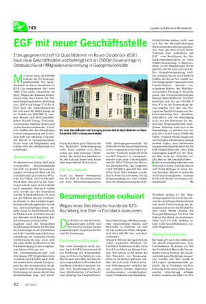 TIER Landwirtschaftliches Wochenblatt M it etwas mehr als 650 000 Ferkeln hat die Erzeuger- gemeinschaft für Quali- tätsferkel im Raum Osnabrück eG (EGF) im vergangenen Jahr rund 1000 Tiere mehr vermarktet als 2011.