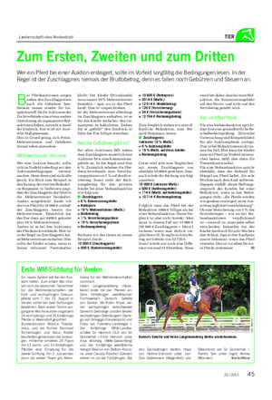Landwirtschaftliches Wochenblatt TIER B ei Pferdeauktionen sorgen neben den Zuschlagpreisen auch die Gebühren bzw.