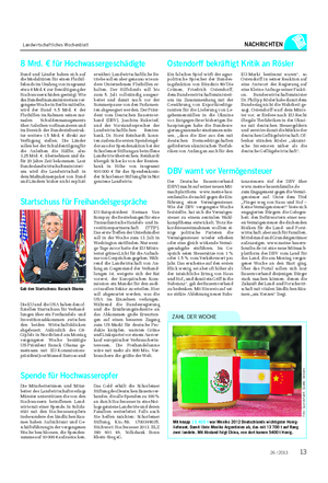 Landwirtschaftliches Wochenblatt NACHRICHTEN Mit knapp 15 400 t war Mexiko 2012 Deutschlands wichtigster Honig- lieferant.