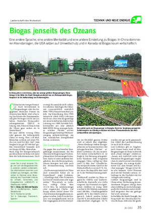 Landwirtschaftliches Wochenblatt TECHNIK UND NEUE ENERGIE C hina hat ein riesiges Potenzi- al.