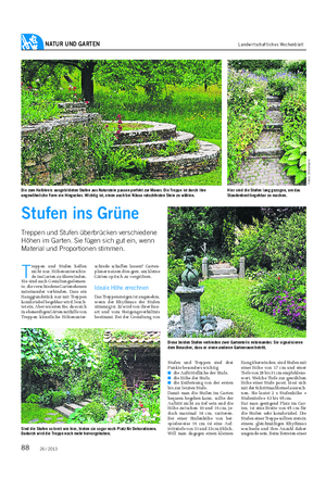 NATUR UND GARTEN Landwirtschaftliches Wochenblatt T reppen und Stufen helfen nicht nur, Höhenunterschie- de im Garten zu überwinden.