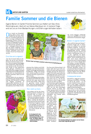 NATUR UND GARTEN Landwirtschaftliches Wochenblatt Familie Sommer und die Bienen Eigene Bienen im Garten?