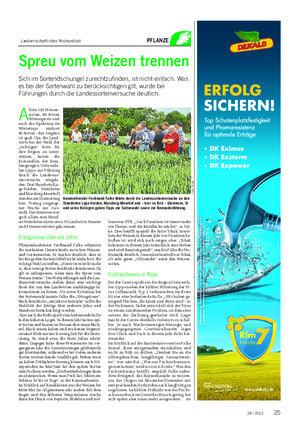 Landwirtschaftliches Wochenblatt PFLANZE Spreu vom Weizen trennen Sich im Sortendschungel zurechtzufinden, ist nicht einfach.