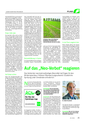 Landwirtschaftliches Wochenblatt PFLANZE Im Bedarfsfall kann wachstumsre- gulatorisch eingegriffen werden.