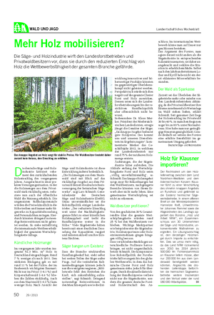 WALD UND JAGD Landwirtschaftliches Wochenblatt Mehr Holz mobilisieren?