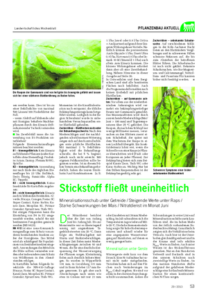 Landwirtschaftliches Wochenblatt PFLANZENBAU AKTUELL D er Nitratdienst berichtet über die Zeit von Anfang Juni bis Anfang Juli.