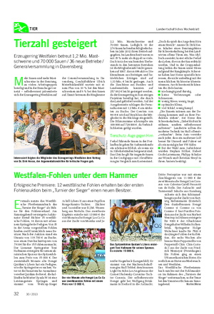 TIER Landwirtschaftliches Wochenblatt Tierzahl gesteigert Erzeugerring Westfalen betreut 1,2 Mio.