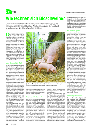 TIER Landwirtschaftliches Wochenblatt Wie rechnen sich Bioschweine?