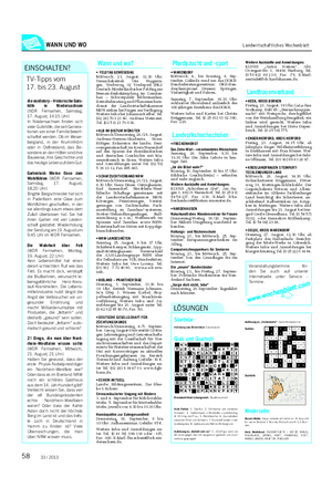 WANN UND WO Landwirtschaftliches Wochenblatt Weitere Auskünfte und Anmeldungen: KLVHS „Anton Heinen“, Abt- Overgaer-Str.