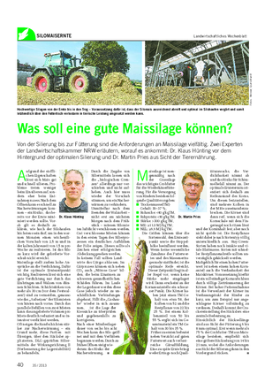 SILOMAISERNTE Landwirtschaftliches Wochenblatt Was soll eine gute Maissilage können?