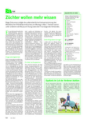 TIER Landwirtschaftliches Wochenblatt Züchter wollen mehr wissen Rege Diskussion prägte die außerordentliche Kreisversammlung des Westfälischen Pferdestammbuches am Montag in Marl.