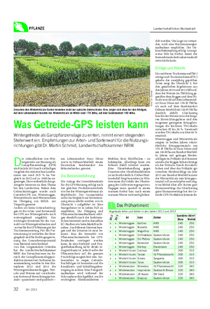 PFLANZE Landwirtschaftliches Wochenblatt D ie Anbauflächen von Win- tergetreide zur Nutzung als Ganzpflanzensilage (GPS) sind im Jahr 2013 nach vorläufigen Angaben des statistischen Landes- amtes um rund 36,5 % im Ver- gleich zu 2012 auf ca.