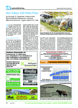 sonderveröffentlichung Landwirtschaftliches Wochenblatt 24 s tunden private Kleinanzeigen online aufgeben: www.