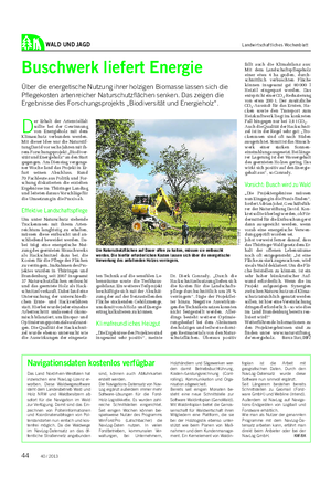 WALD UND JAGD Landwirtschaftliches Wochenblatt D er Erhalt der Artenvielfalt sollte bei der Gewinnung von Energieholz mit dem Klimaschutz verbunden werden.