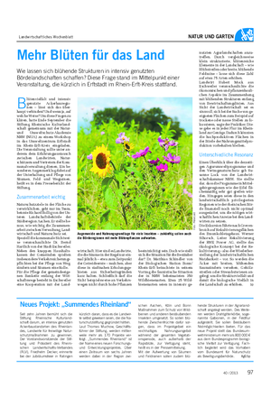 Landwirtschaftliches Wochenblatt NATUR UND GARTEN B lütenvielfalt und intensiv genutzte Ackerbauregio- nen – lässt sich das über- haupt verbinden?