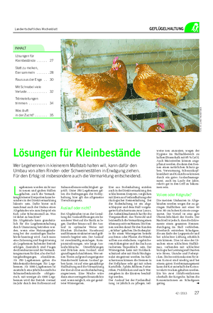 Landwirtschaftliches Wochenblatt GEFLÜGELHALTUNG Lösungen für Kleinbestände .