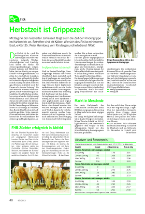 TIER Landwirtschaftliches Wochenblatt Herbstzeit ist Grippezeit Mit Beginn der nasskalten Jahreszeit fängt auch die Zeit der Rindergrippe im Kuhbetrieb an.