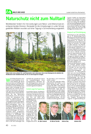 WALD UND JAGD Landwirtschaftliches Wochenblatt Naturschutz nicht zum Nulltarif Waldbesitzer fordern für ihre Leistungen zum Natur- und Artenschutz ein entsprechendes Honorar.