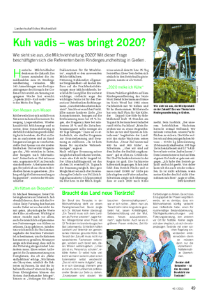 Landwirtschaftliches Wochenblatt TIER Kuh vadis – was bringt 2020?