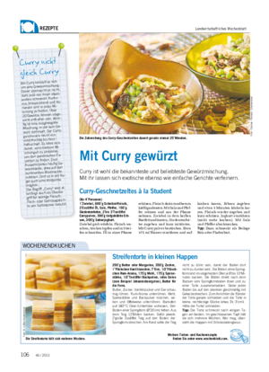 REZEPTE Landwirtschaftliches Wochenblatt Mit Curry gewürzt Curry ist wohl die bekannteste und beliebteste Gewürzmischung.