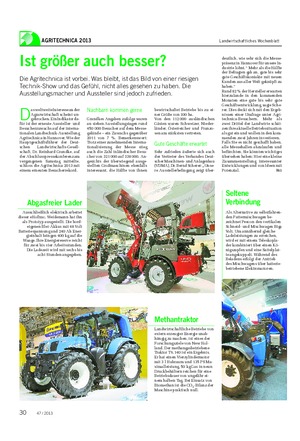 AGRITECHNICA 2013 Landwirtschaftliches Wochenblatt Ist größer auch besser?