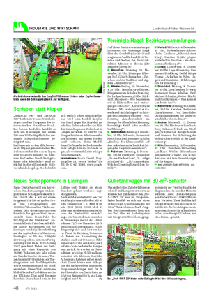 INDUSTRIE UND WIRTSCHAFT Landwirtschaftliches Wochenblatt Neues Schlepperwerk in Lauingen Same Deutz-Fahr will am bayeri- schen Standort Lauingen ein kom- plett neues Schlepperwerk errich- ten.