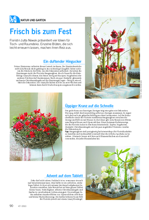 NATUR UND GARTEN Landwirtschaftliches Wochenblatt Frisch bis zum Fest Floristin Jutta Nowak präsentiert vier Ideen für Tisch- und Raumdeko.