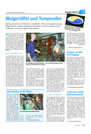 Landwirtschaftliches Wochenblatt NOTIZEN VOR ORT Wulgerlöffel und Temperofen Die Glasmacherei hat Tradition in Westfalen.