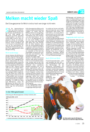 Landwirtschaftliches Wochenblatt MÄRKTE 2014 Melken macht wieder Spaß Die Erzeugerpreise für Milch sind so hoch wie lange nicht mehr.
