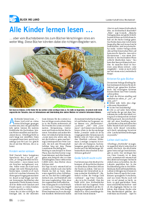 BLICK INS LAND Landwirtschaftliches Wochenblatt A lle Kinder lernen lesen .
