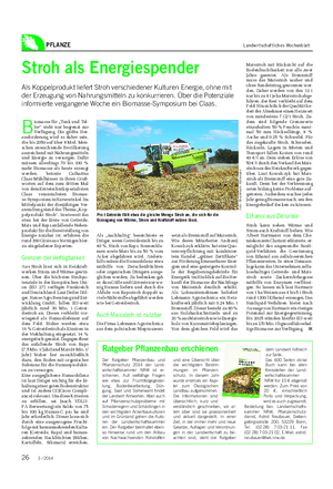 PFLANZE Landwirtschaftliches Wochenblatt B iomasse für „Tank und Tel- ler“ steht nur begrenzt zur Verfügung.
