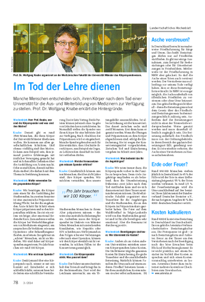 LEBEN MIT DEM TOD Landwirtschaftliches Wochenblatt Wochenblatt: Herr Prof.