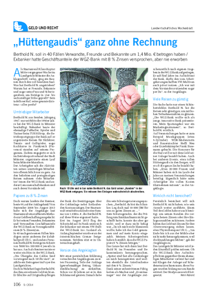 GELD UND RECHT Landwirtschaftliches Wochenblatt „Hüttengaudis“ ganz ohne Rechnung Berthold N.