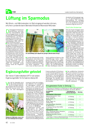 TIER Landwirtschaftliches Wochenblatt V on Juli bis September 2013 hat der Verein Futtermittel- test (VFT) in NRW sieben Er- gänzungsfutter für Schweine über- prüft und bewertet (siehe Über- sicht).