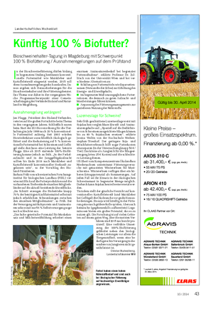 Landwirtschaftliches Wochenblatt Künftig 100 % Biofutter?