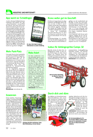 INDUSTRIE UND WIRTSCHAFT Landwirtschaftliches Wochenblatt App warnt vor Schädlingen Auch in diesem Frühjahr können Landwirte und Berater die App „expert.
