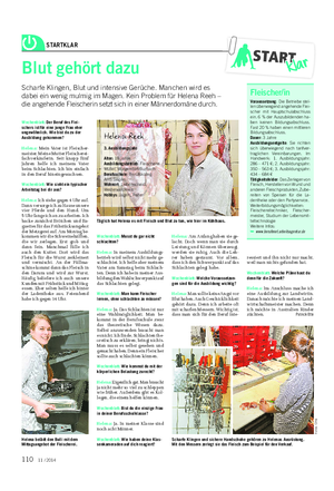 STARTKLAR Landwirtschaftliches Wochenblatt Wochenblatt: Der Beruf des Flei- schers ist für eine junge Frau eher ungewöhnlich.