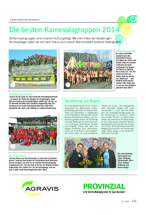 Landwirtschaftliches Wochenblatt Die besten Karnevalsgruppen 2014 36 Karnevalsgruppen sind unserem Aufruf gefolgt.