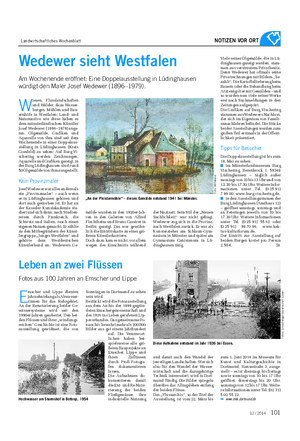 Landwirtschaftliches Wochenblatt NOTIZEN VOR ORT Wedewer sieht Westfalen Am Wochenende eröffnet: Eine Doppelausstellung in Lüdinghausen würdigt den Maler Josef Wedewer (1896–1979).
