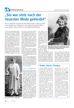 GESTERN UND HEUTE Landwirtschaftliches Wochenblatt „Sie war stets nach der neuesten Mode gekleidet“ Die Finnentroper Textilverkäuferin Maria Autsch zieht es 1933 in ein Kloster nach Österreich.