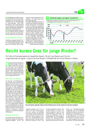Landwirtschaftliches Wochenblatt TIER ■ Unabhängig vom Rohproteinge- halt erreichten die Tiere mit Tages- zunahmen von knapp 1000 g ein sehr hohes Niveau.