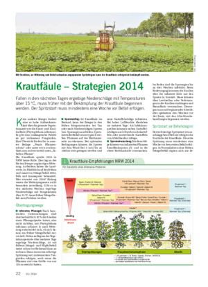 pflanze Landwirtschaftliches Wochenblatt K ein anderer Erreger fordert eine so hohe Aufmerksam- keit über die gesamte Vegeta- tionszeit wie die Kraut- und Knol- lenfäule (Phytophthora infestans).