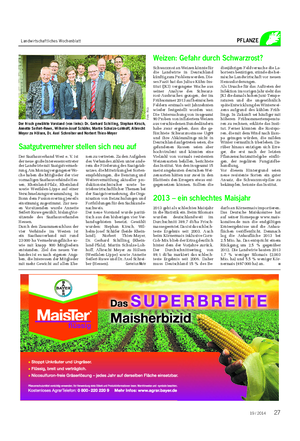 Landwirtschaftliches Wochenblatt PFLANZE Saatgutvermehrer stellen sich neu auf Der Saatbauverband West e.
