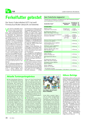 TIER Landwirtschaftliches Wochenblatt Ferkelfutter getestet Der Verein Futtermitteltest (VFT) hat zwölf Ferkelaufzuchtfutter überprüft und bewertet.