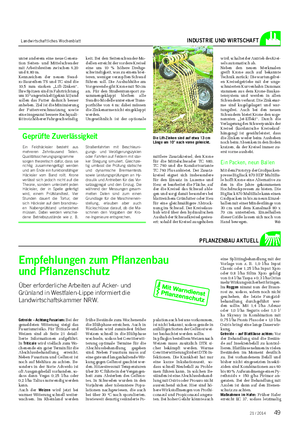 Landwirtschaftliches Wochenblatt INDUSTRIE UND WIRTSCHAFT PFLANZENBAU AKTUELL Getreide – Achtung Fusarium: Bei der gemeldeten Witterung steigt das Fusariumrisiko.