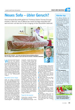 Landwirtschaftliches Wochenblatt HAUS UND HAUSHALT Neues Sofa – übler Geruch?