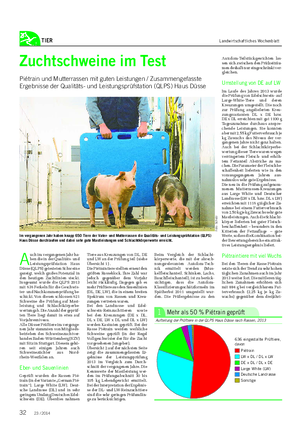 TIER Landwirtschaftliches Wochenblatt A uch im vergangenen Jahr ha- ben die in der Qualitäts- und Leistungsprüfstation Haus Düsse (QLPS) getesteten Schweine gezeigt, welch großes Potenzial in den heutigen Zuchtlinien steckt.