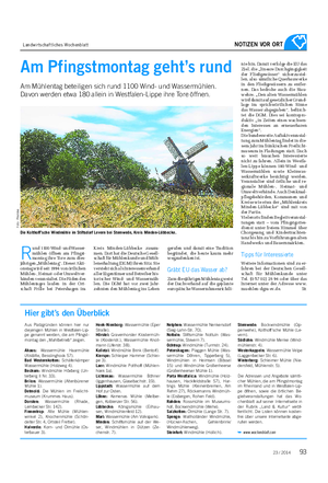 Landwirtschaftliches Wochenblatt NOTIZEN VOR ORT Am Pfingstmontag geht’s rund Am Mühlentag beteiligen sich rund 1100 Wind- und Wassermühlen.