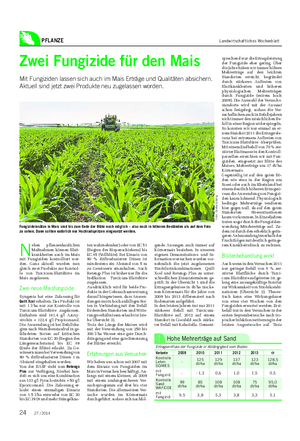 PFLANZE Landwirtschaftliches Wochenblatt N eben pflanzenbaulichen Maßnahmen können Blatt- krankheiten auch im Mais mit Fungiziden kontrolliert wer- den.